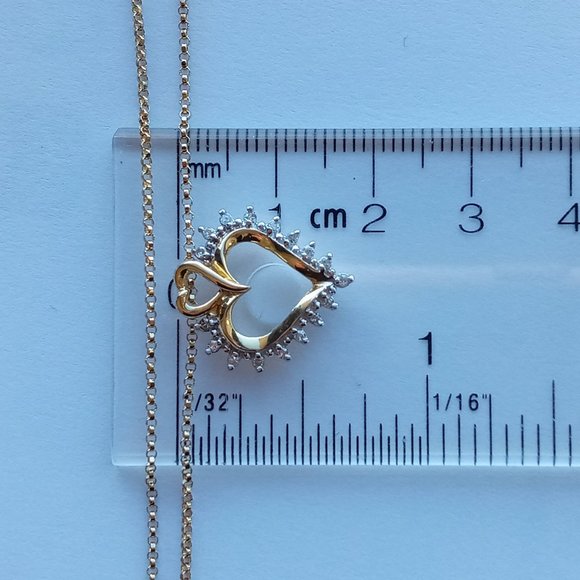 (SOLD) 14K Yellow Gold Heart Shaped x17 Diamond Pendant Necklace - Picture 9 of 13